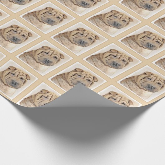 Shar Peiの絵画-かわいい元の犬の芸術 ラッピングペーパー (角)