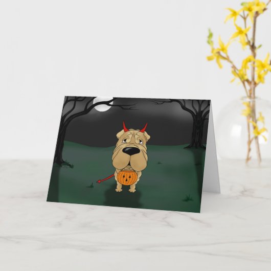 Shar-Peiハロウィン カード (黄色い花)
