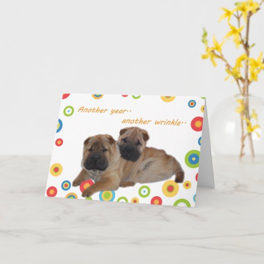 Shar Pei別の年より古い カード (黄色い花)