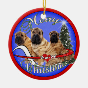 SHAR-PEI犬のクリスマスのオーナメント セラミックオーナメント