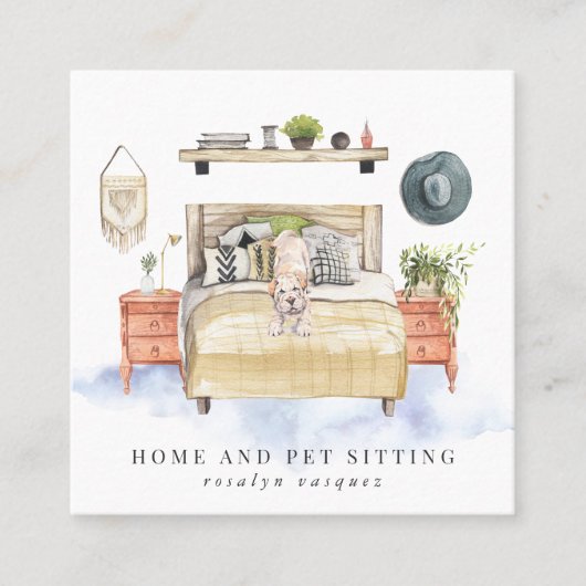 Shar Pei |の家およびペットモデル スクエア名刺 (正面)