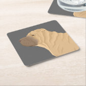 Shar Pei スクエアペーパーコースター (アングル)