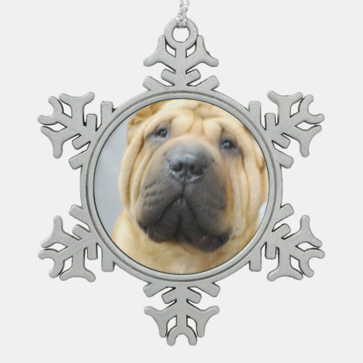 Shar Pei スノーフレークピューターオーナメント (正面)