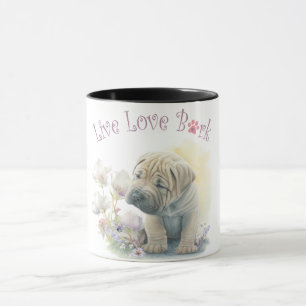 Shar-pei ドッグマム フラワー マグカップ