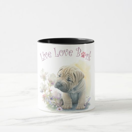 Shar-pei ドッグマム フラワー マグカップ (中央)