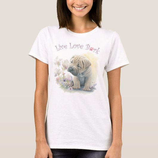 Shar-pei ドッグマム フローラル tシャツ (正面)
