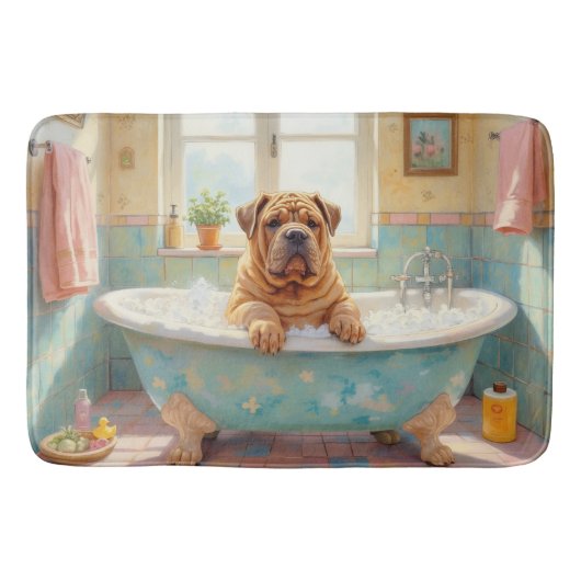 Shar-Pei Bath Time Cute Bathroom Decor バスマット (正面)