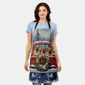 Shar Pei Christmas Red Truck Holiday エプロン (着用した状態)