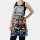 Shar Pei Christmas Red Truck Holiday エプロン (インサイチュ)