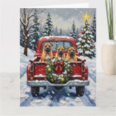 Shar Pei Christmas Red Truck Holiday カード (正面)