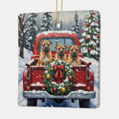 Shar Pei Christmas Red Truck Holiday セラミックオーナメント (左)