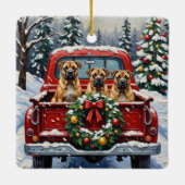 Shar Pei Christmas Red Truck Holiday セラミックオーナメント (裏面)