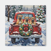 Shar Pei Christmas Red Truck Holiday マグネット (正面)