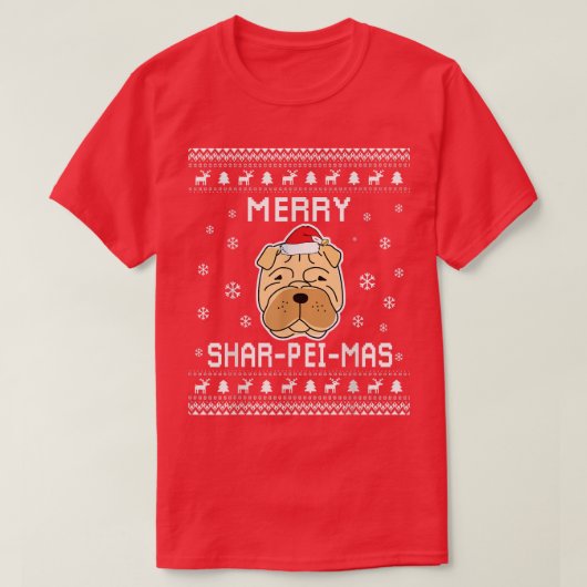 Shar Pei Dog Owner Ugly Christmas Sweater For Holi Tシャツ (デザイン正面)