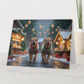 Shar Pei  Dogs Christmas Snow Holiday カード (正面)