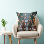 Shar Pei  Dogs Christmas Snow Holiday クッション (椅子)