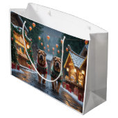 Shar Pei  Dogs Christmas Snow Holiday ラージペーパーバッグ (裏面アングル)