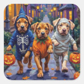 Shar Pei Dogs Trick-or-Treating Halloween Costumes スクエアシール (正面)