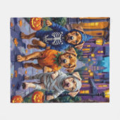 Shar Pei Dogs Trick-or-Treating Halloween Costumes フリースブランケット (正面(横))