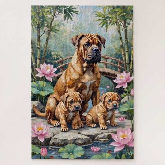 Shar-Pei Lotus Garden Art ジグソーパズル (縦)