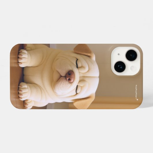 Shar Pei Puppy - Soft Serenity by WangWang iPhoneケース (裏面横)