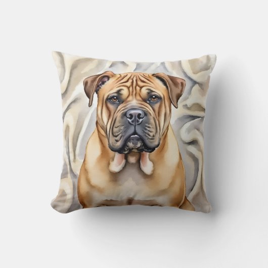 Shar Pei Watercolor Fold Texture Art クッション (正面)