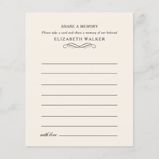 Share a Memory Funeral Service Attendance (裏面)