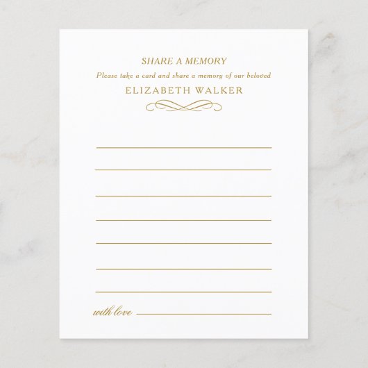 Share a Memory Funeral Service Attendance (裏面)