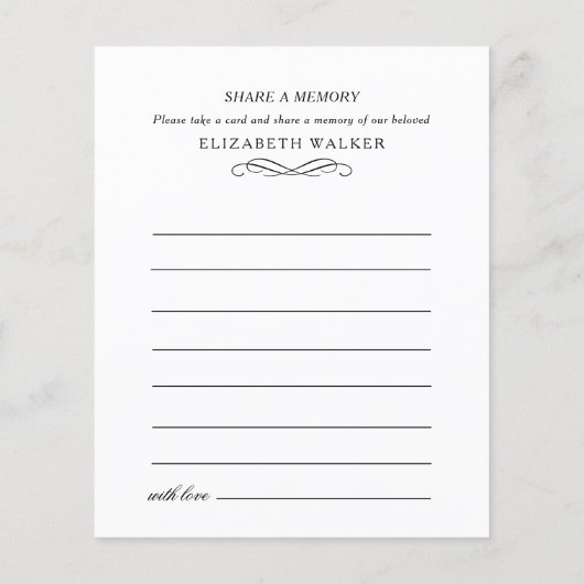 Share a Memory Funeral Service Attendance (裏面)