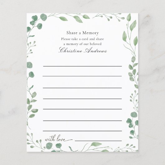 Share a Memory Funeral Service Attendance (裏面)