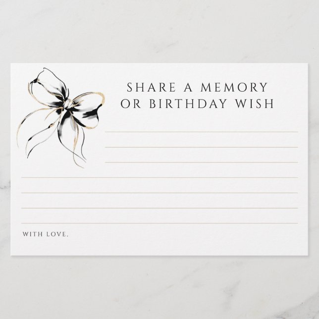 Share a Memory or Birthday Wish Black Bow Card (正面)