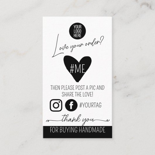 Share & Care Product Insert Card small business 名刺 (正面)