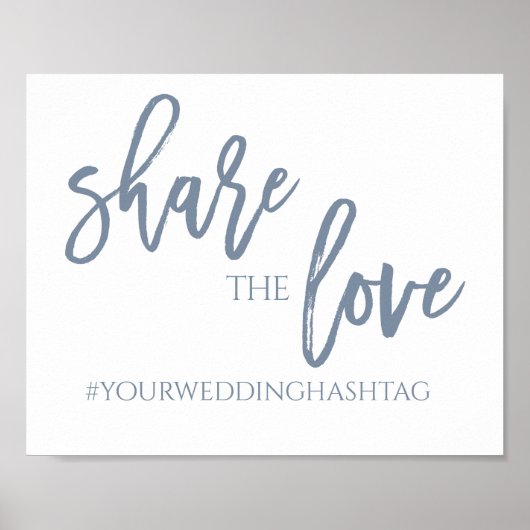 Share the Love ウェディングサイン | 8x10 | ダスティブルー ポスター (正面)