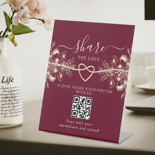 Share The Love ウェディングQRコードペデスタルサイン 台座サイン
