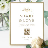Share the Love エレガントゴールド 結婚式QRコードサイン ポスター