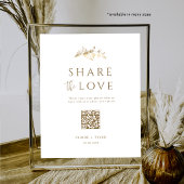 Share the Love エレガントゴールド 結婚式QRコードサイン ポスター