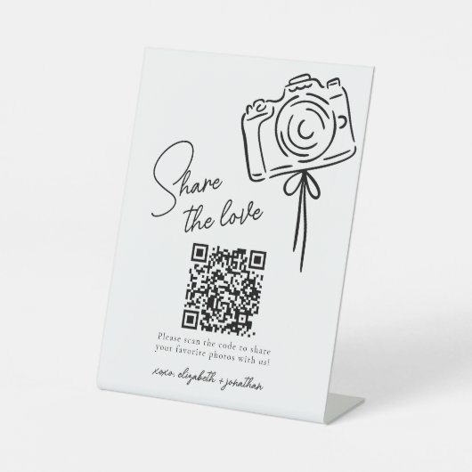 Share The Love フォト共有QRコード ウェディング 台座サイン (正面)