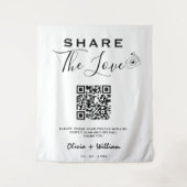 Share The Love モダンQRコード ウェディング背景 タペストリー (正面)