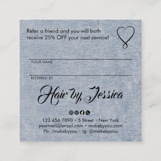 Share the love kraft script typography referral ca スクエア名刺 (裏面)