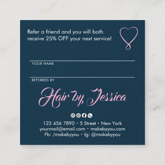 Share the love kraft script typography referral ca スクエア名刺 (裏面)