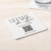 Share the Love QRコード ウェディングコースター スクエアペーパーコースター (アングル)