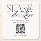 Share the Love QRコード ウェディングコースター スクエアペーパーコースター (正面)