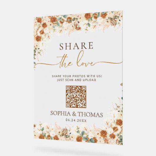 Share the Love QR Acrylic Sign アクリルサイン (傾斜)