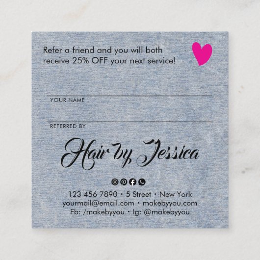 Share the love script typography referral card スクエア名刺 (裏面)