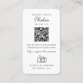 Share Your Photos Memorable Qr Code Simple Wedding プレイスカード (正面)