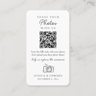 Share Your Photos Memorable Qr Code Simple Wedding プレイスカード