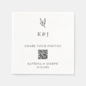 Share your Photos QR Code Botanical Wedding スタンダードカクテルナプキン (正面)