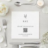 Share your Photos QR Code Botanical Wedding スタンダードカクテルナプキン