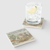 Shared Warmth Whimsical Farmhouse Animals Campfire ストーンコースター (横)