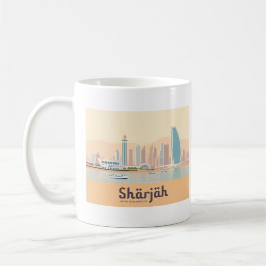 Sharjah UAE Pastel Travel コーヒーマグカップ (左)